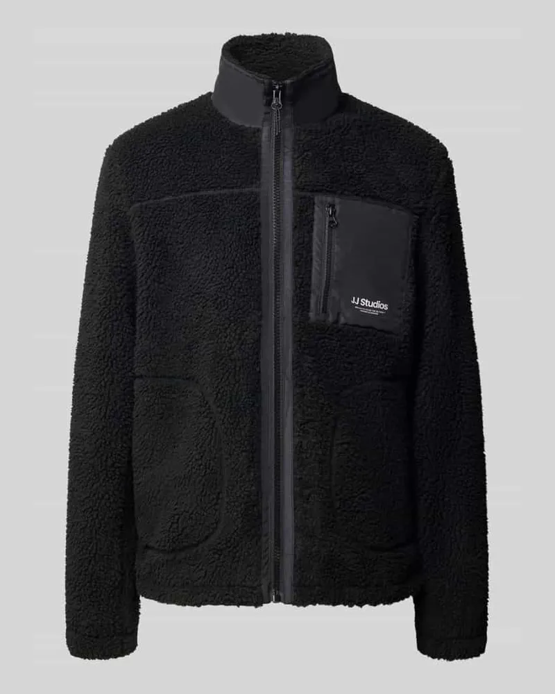 Jack & Jones Fleecejacke mit Stehkragen Modell 'SOHO Black