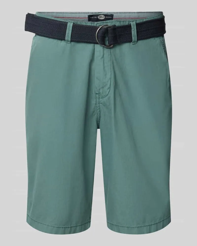 Petrol Industries Chino Shorts mit Gürtel und Eingrifftaschen Oliv
