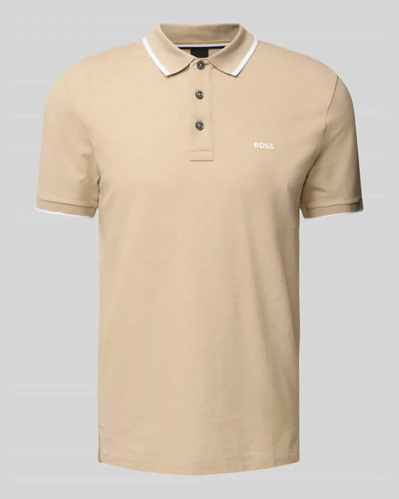 HUGO BOSS Regular Fit Poloshirt mit Label-Print Modell 'Parlay Beige