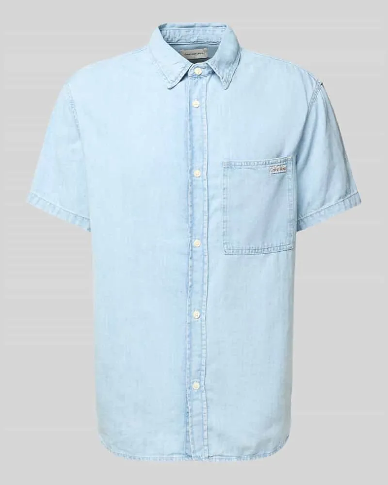 Calvin Klein Jeanshemd mit Kentkragen Jeansblau