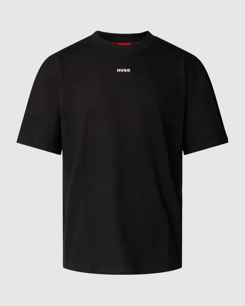 HUGO BOSS T-Shirt mit regulärem Schnitt und Label-Print Black