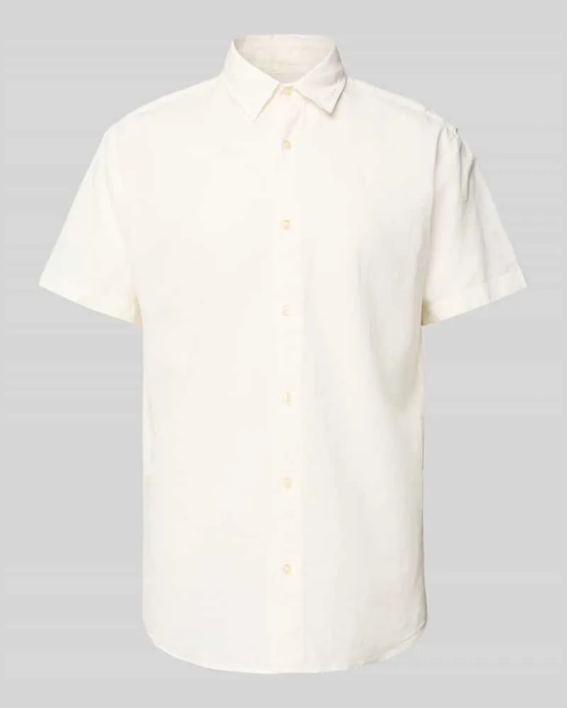 Jack & Jones Slim Fit Freizeithemd aus Baumwoll-Leinen-Mix Modell 'BREEZE Weiss