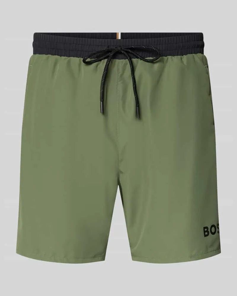 HUGO BOSS Badeshorts mit Kontrast-Logo Modell 'STARFISH Gruen