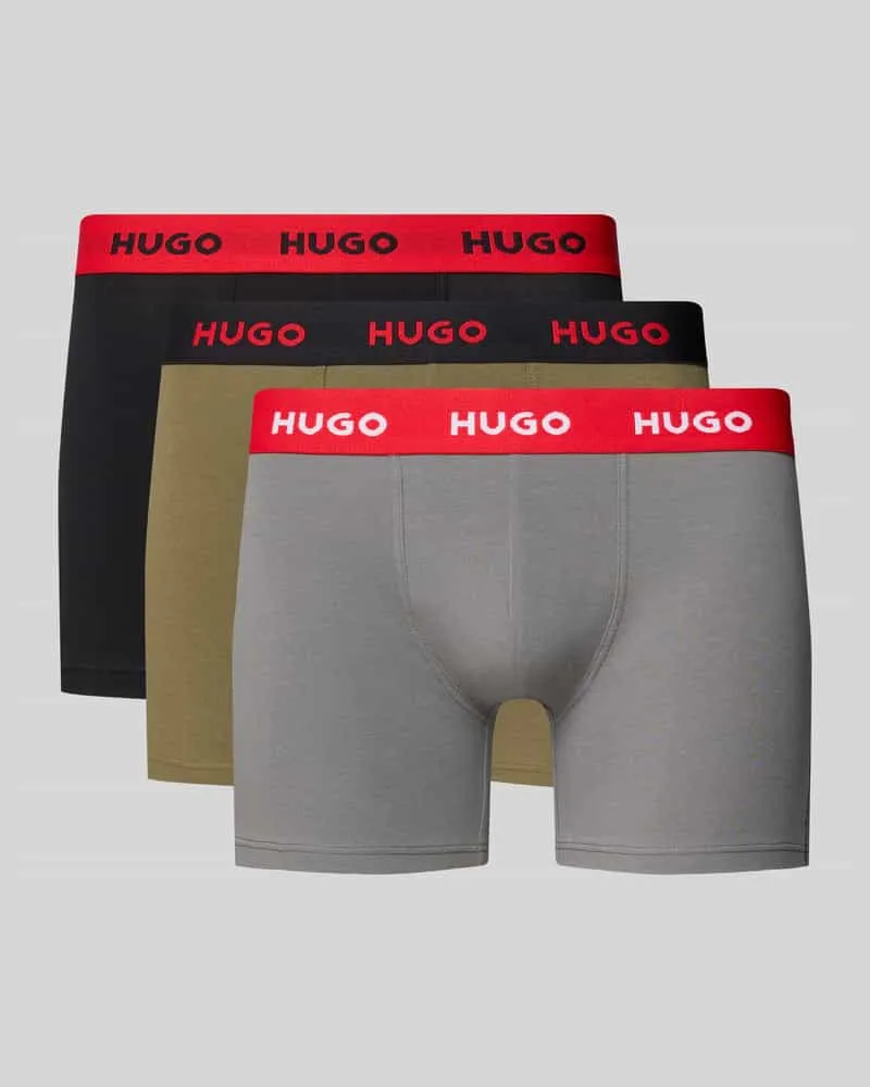 HUGO BOSS Pants mit kontrastfarbenem Logo-Bund im 3er-Pack Oliv
