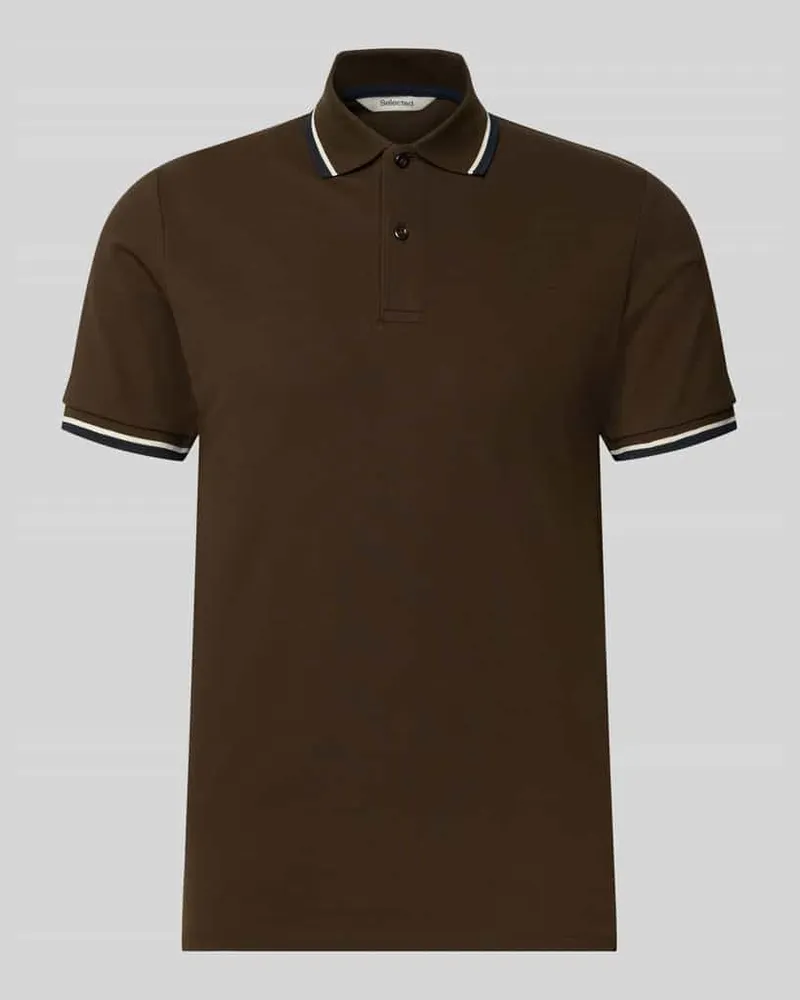 Selected Homme Slim Fit Poloshirt aus Baumwoll-Mix Modell 'ATLAS Schoko