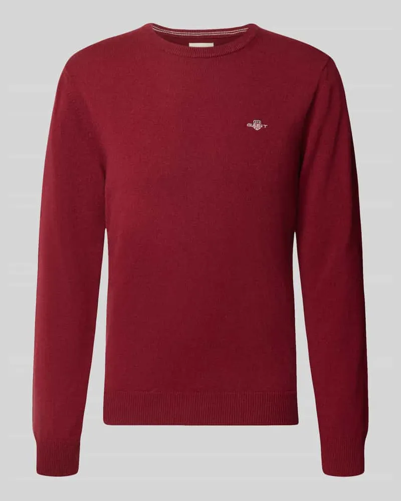 Gant Regular Fit Pullover aus reiner Wolle Bordeaux