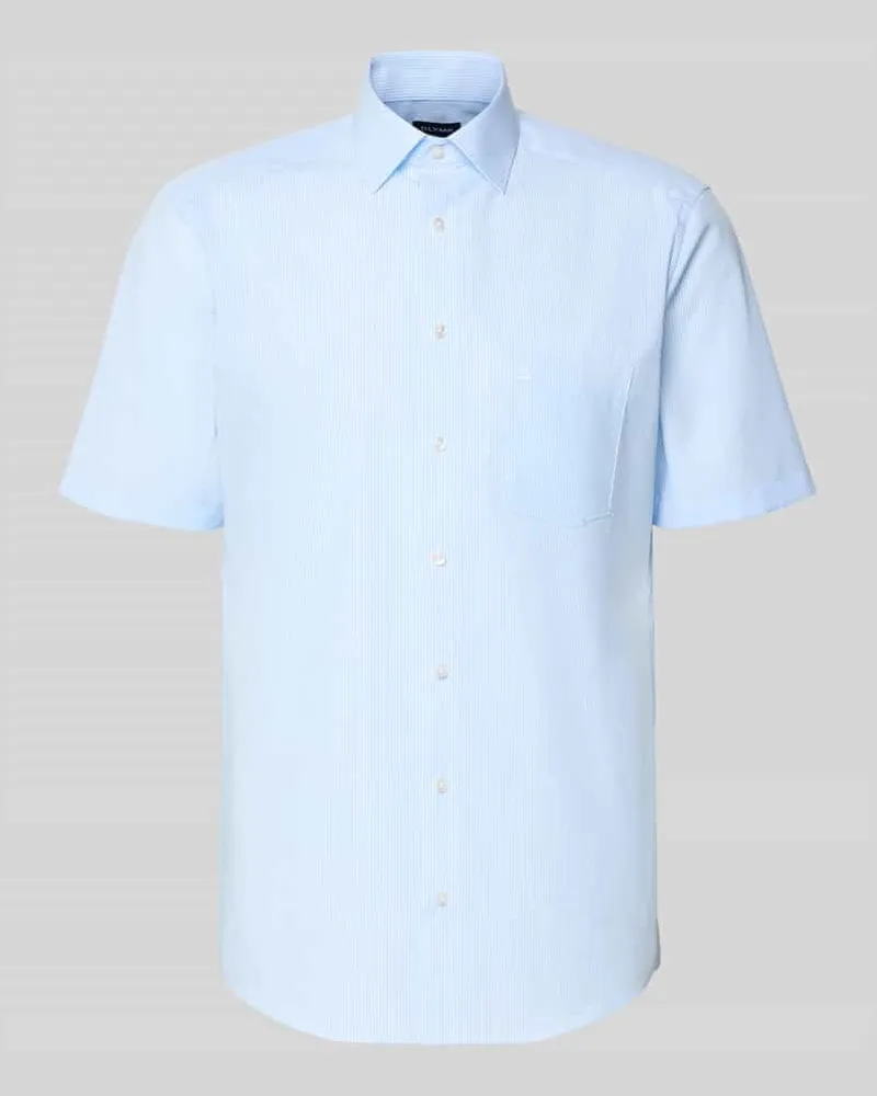 Olymp Regular Fit Business-Hemd mit Kentkragen und Brusttasche Bleu