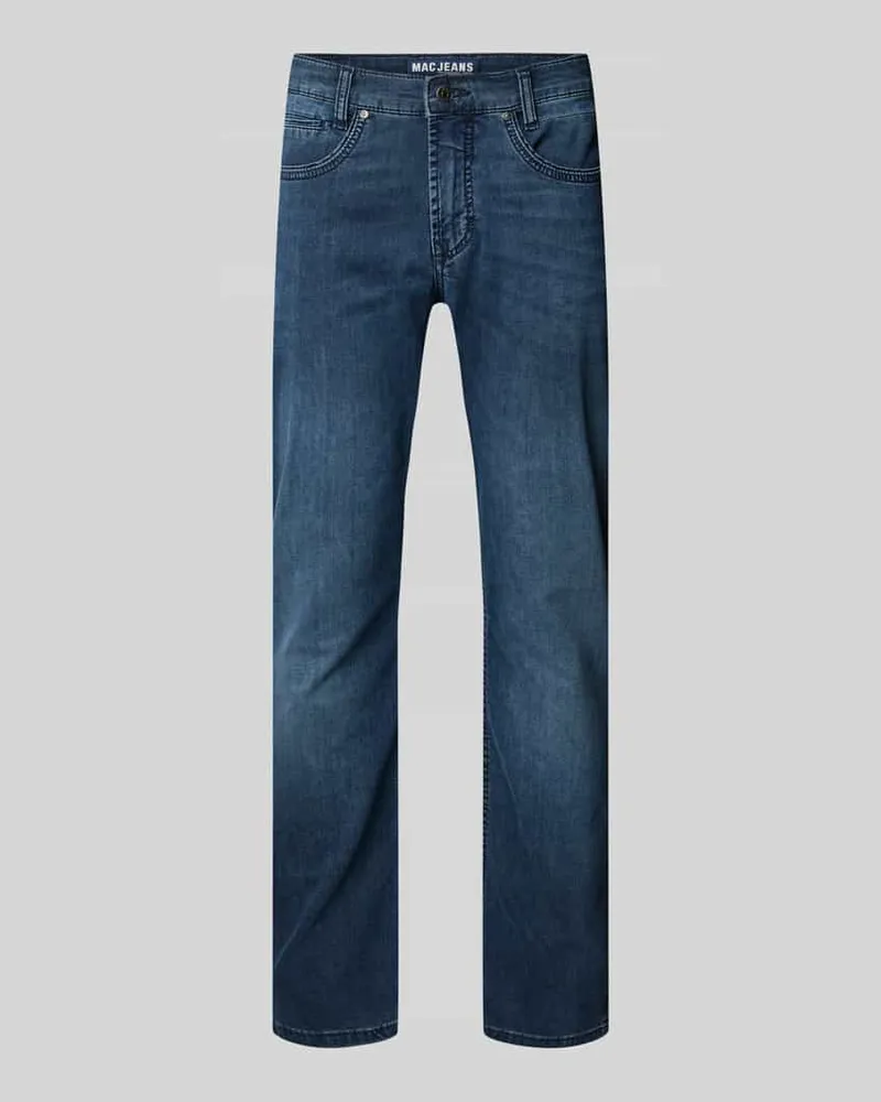 MAC Jeans Straight Fit Jeans aus Baumwoll-Mix Dunkelblau