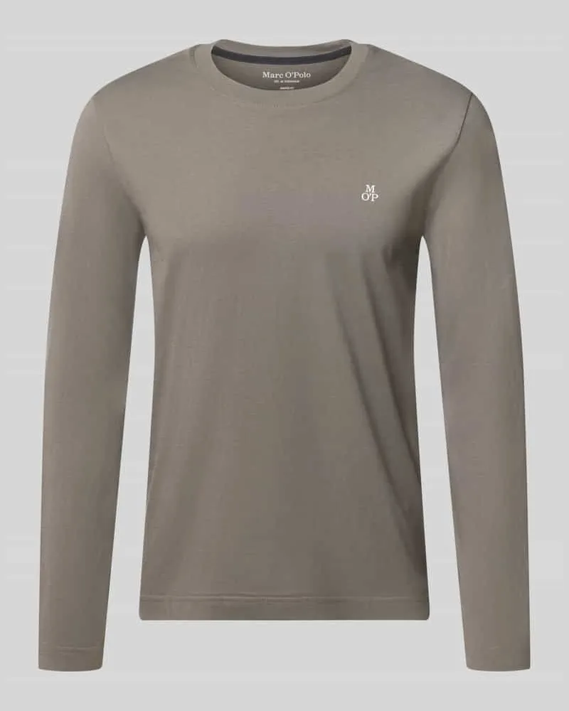 Marc O'Polo Shaped Fit Langarmshirt aus reiner Baumwolle Hellgrau