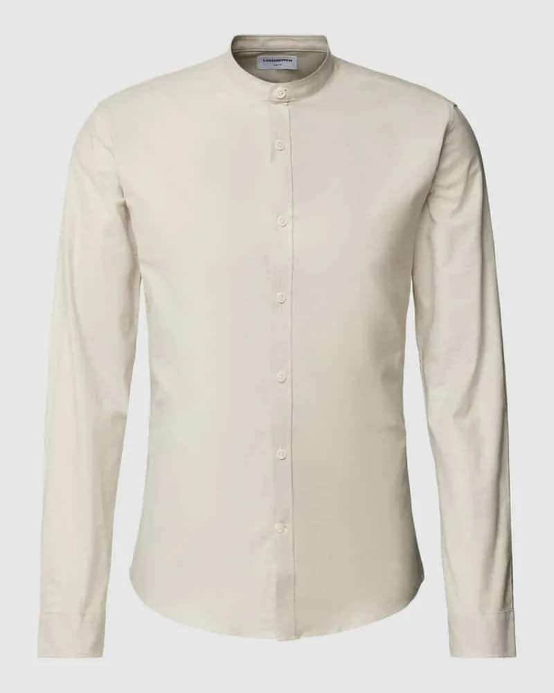 Lindbergh Slim Fit Freizeithemd mit Stehkragen Modell 'Oxford Sand