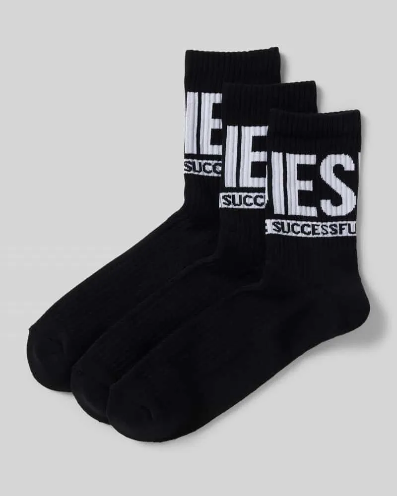 Diesel Socken mit Label-Print im 3er-Pack Black