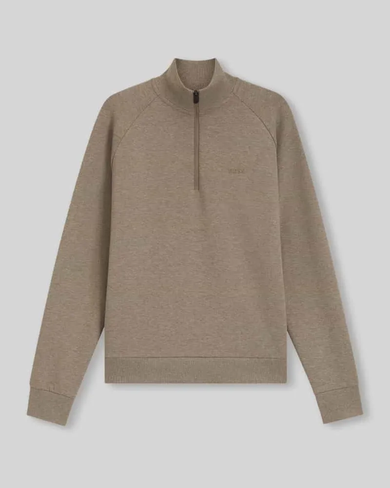 HUGO BOSS Sweatshirt mit halblangem Reißverschluss Beige