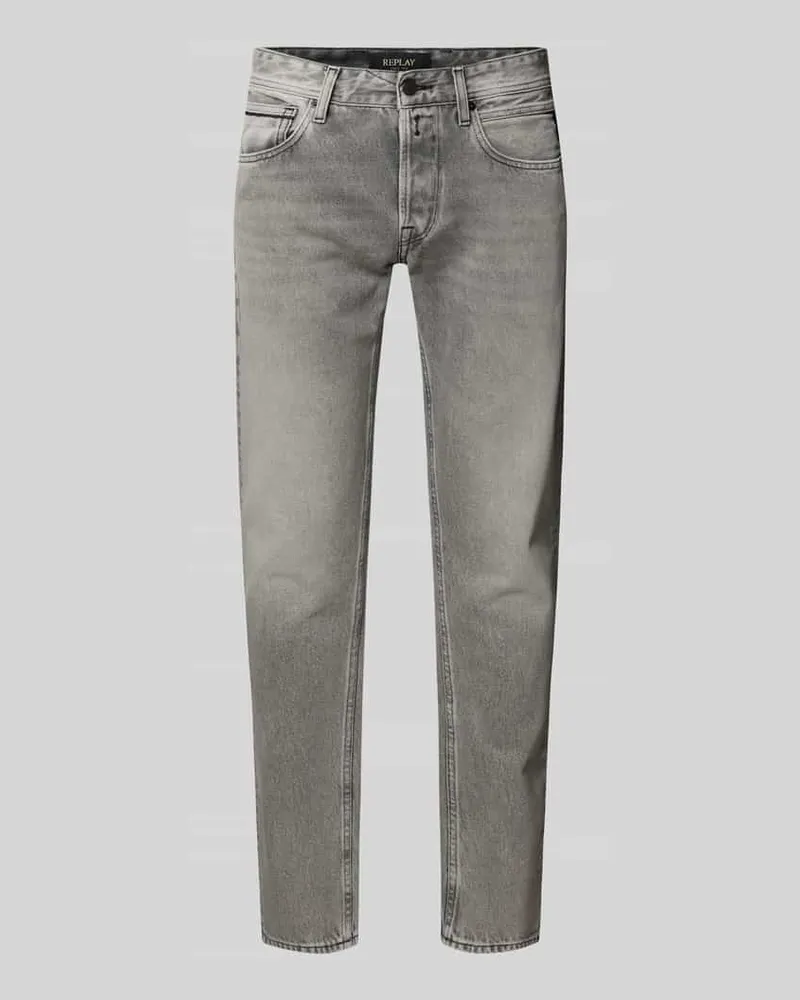 Replay Regular FitJeans im 5-Pocket-Design Modell 'Grover Hellgrau