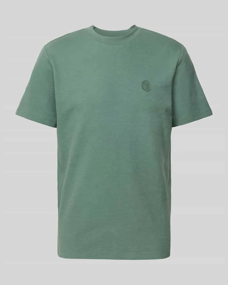 Blend T-Shirt mit geripptem Rundhalsausschnitt Oliv