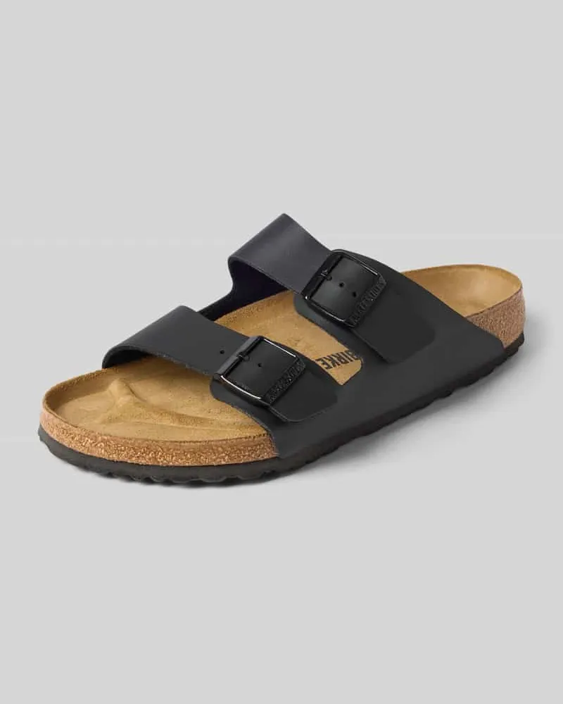 Birkenstock Slides aus echtem Leder mit breiten Riemen Modell 'ARIZONA Blau