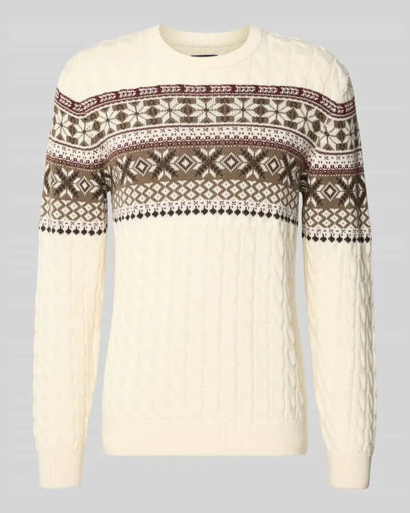 McNeal Strickpullover mit gerippten Abschlüssen Ecru