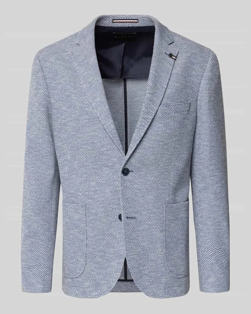 Bugatti Slim Fit 2-Knopf-Sakko mit Reverskragen Blau