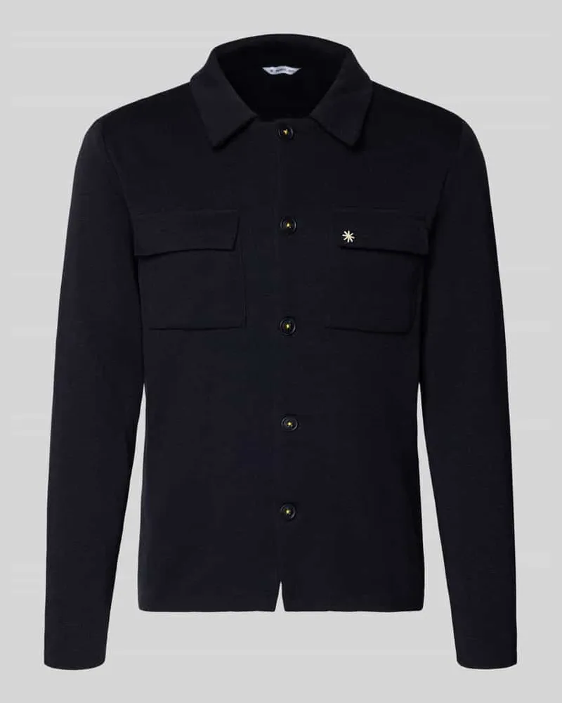 Manuel Ritz Regular Fit Hemdjacke mit Brusttaschen Marine