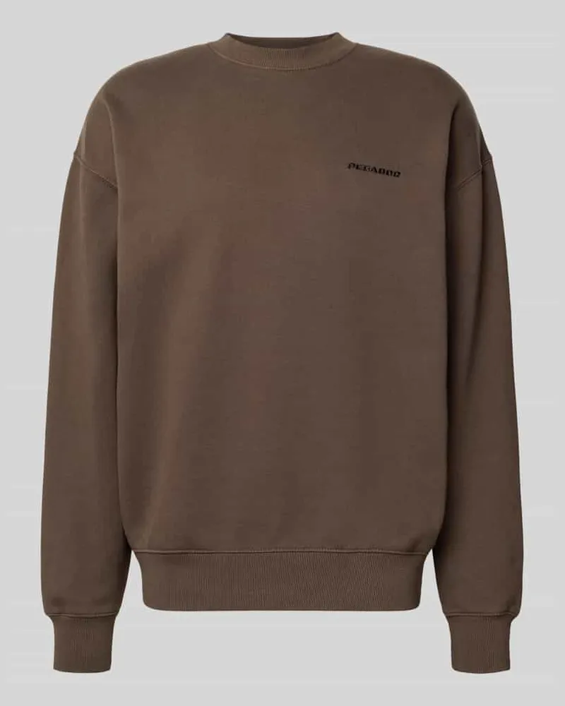 PEGADOR Oversized Sweatshirt mit Label-Stitching Dunkelbraun