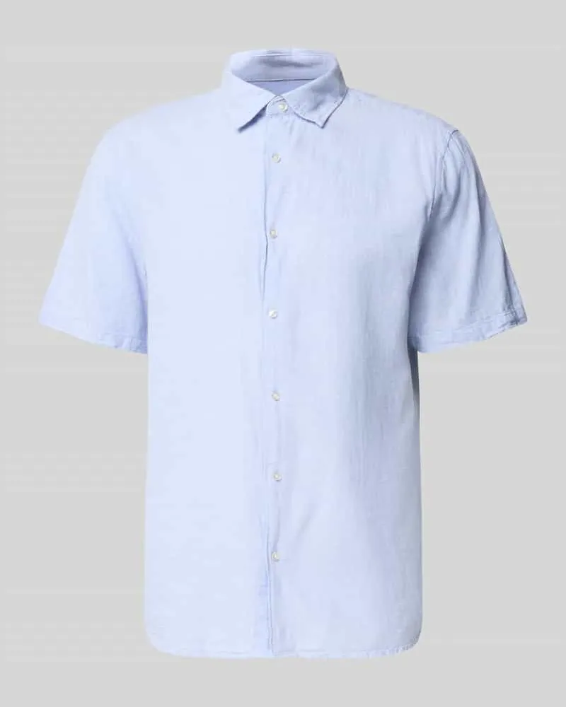 McNeal Regular Fit Freizeithemd aus Leinen-Baumwoll-Mix Eisblau