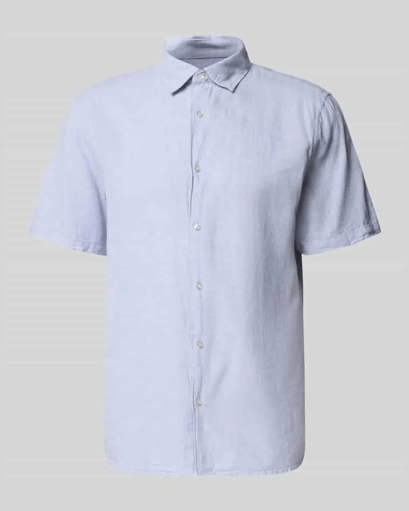 McNeal Regular Fit Freizeithemd aus Leinen-Baumwoll-Mix Eisblau