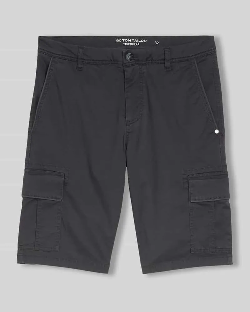 Tom Tailor Regular Fit Cargoshorts aus Baumwoll-Mix Dunkelgrau