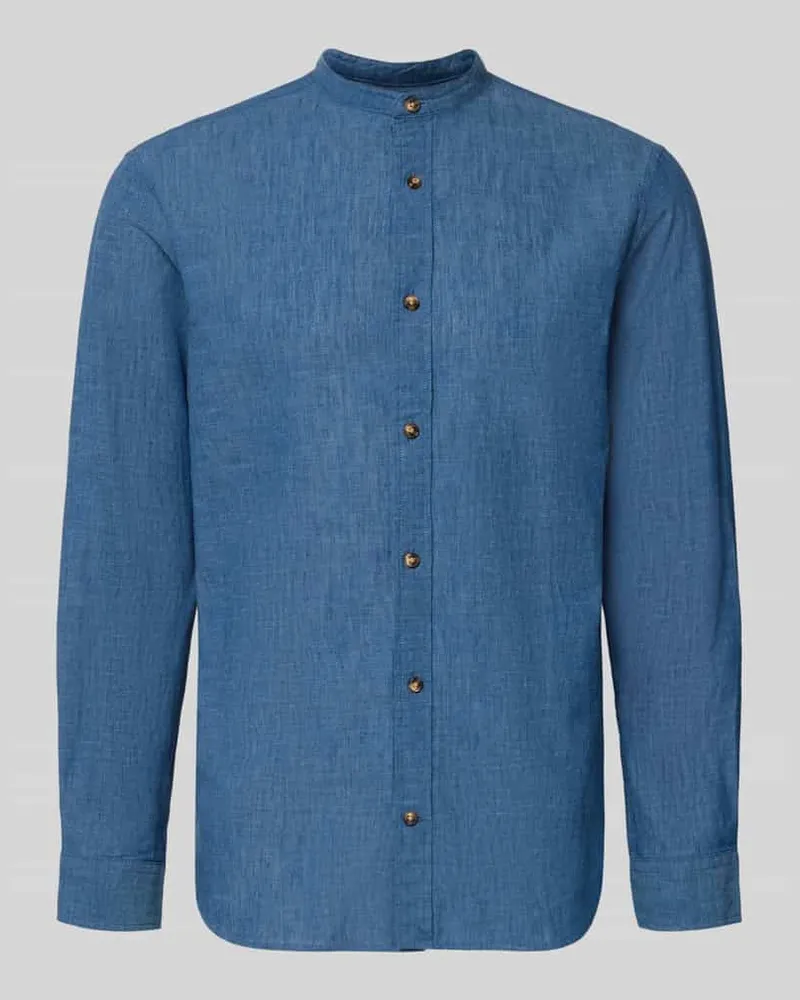 Jack & Jones Regular Fit Freizeithemd aus Baumwoll-Leinen-Mix Marine