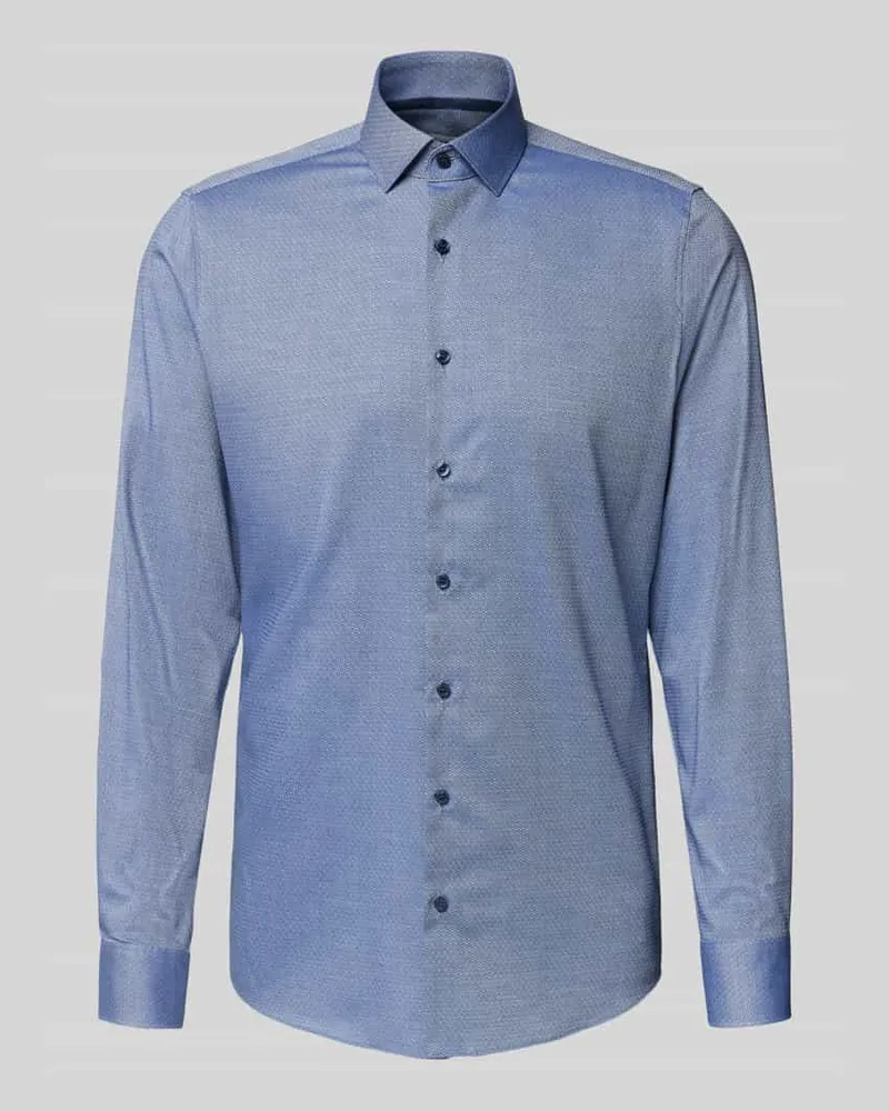 Olymp Slim Fit Business-Hemd mit Knopfleiste Marine