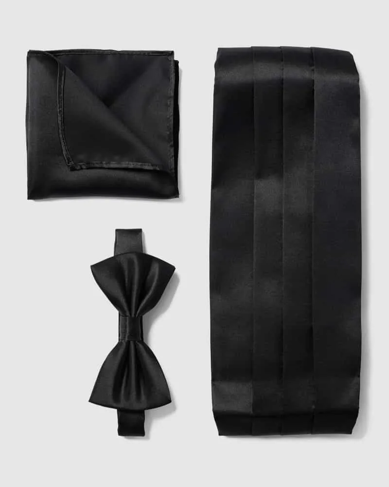 Profuomo Fliege, Einstecktuch und Kummerbund im Set Black