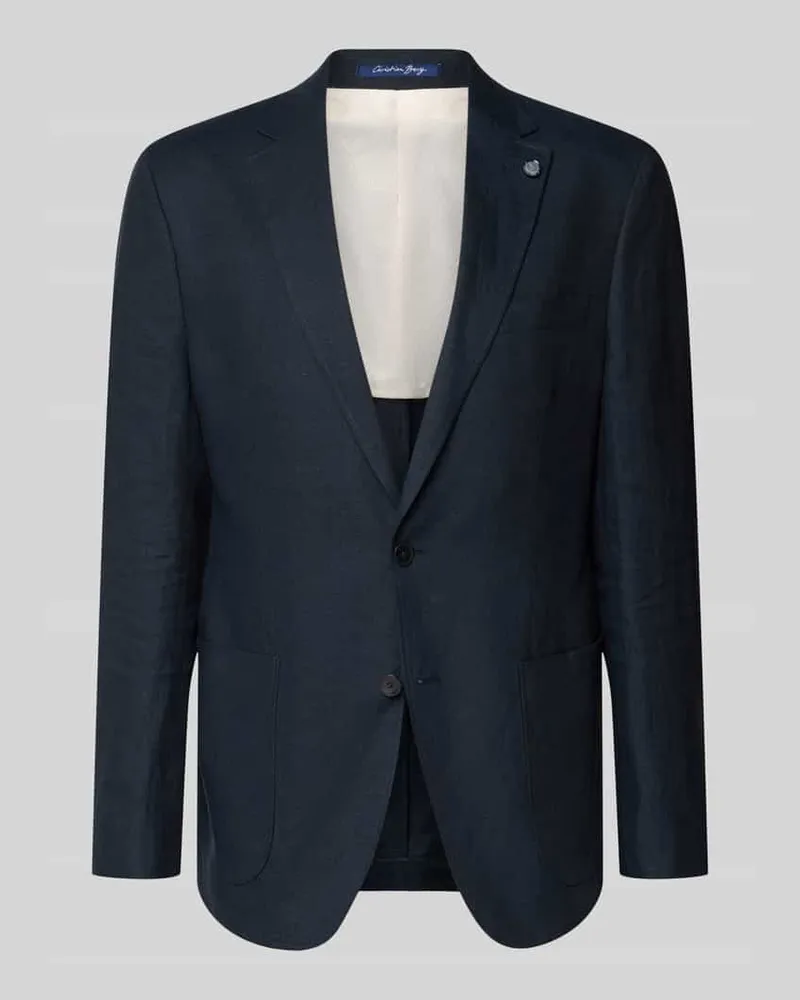 Christian Berg Regular Fit Sakko aus reinen Leinen mit Reverskragen Dunkelblau