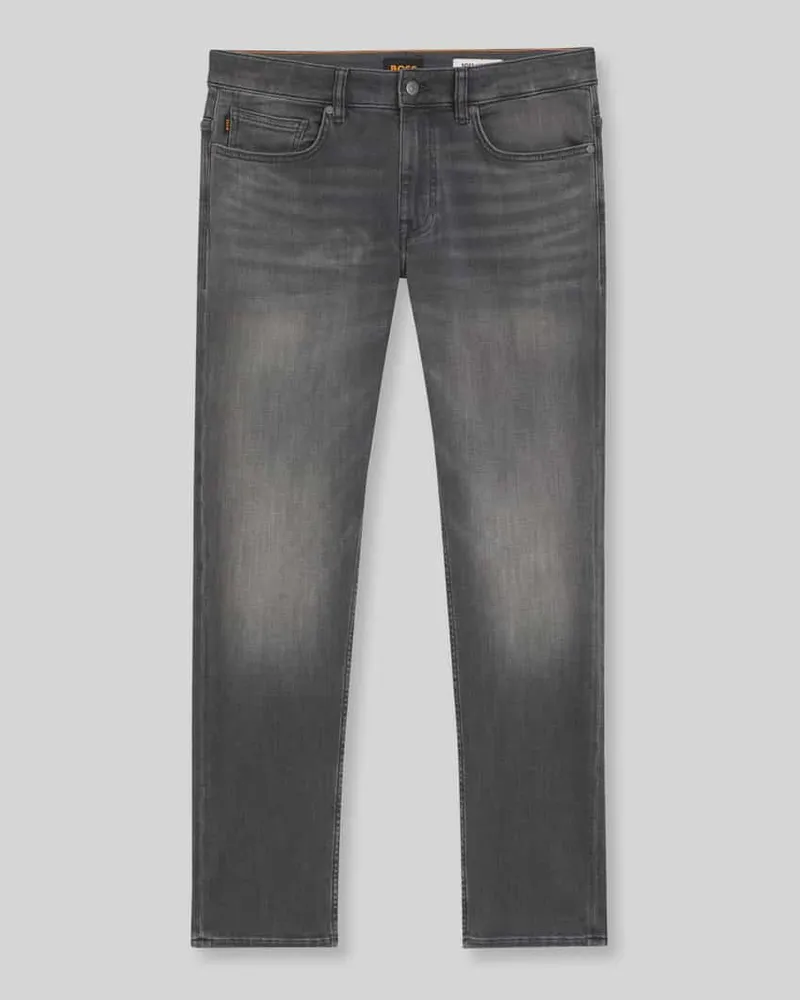 HUGO BOSS Slim Fit Jeans mit Label-Detail Modell 'DELAWARE BO Mittelgrau