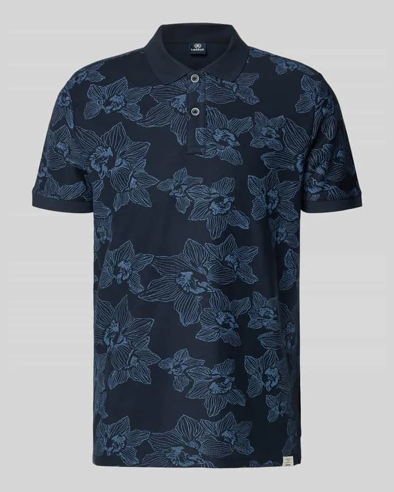 Lerros Slim Fit Poloshirt mit floralem Allover-Print Marine