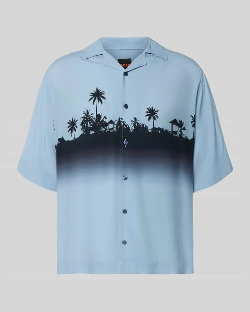 HUGO BOSS Regular Fit Freizeithemd aus reiner Viskose Modell 'LAPISY Hellblau