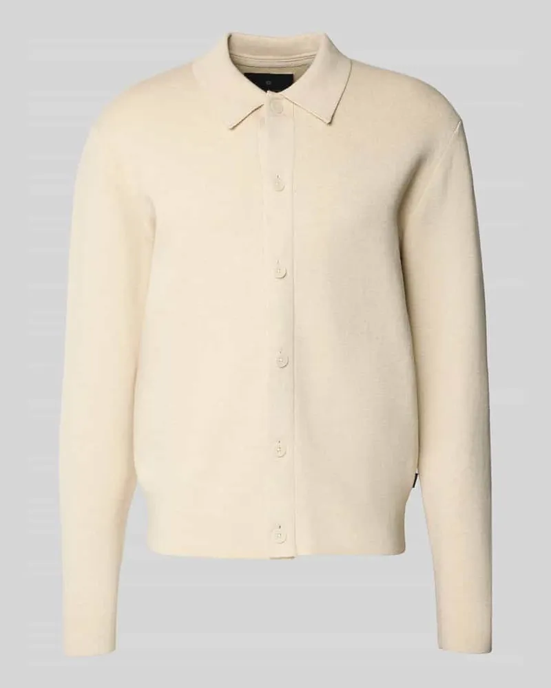 Jack & Jones Strickjacke mit Kentkragen Modell 'MILANO Offwhite