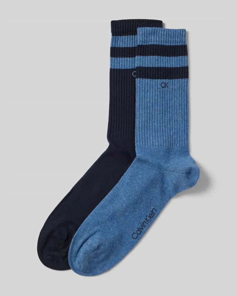 Calvin Klein Socken mit Label-Print im 2er-Pack Blau