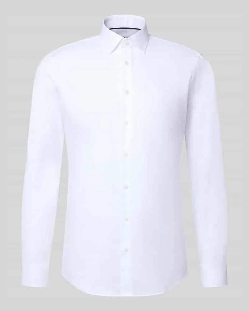 JAKE*S Slim Fit Businesshemd aus reiner Baumwolle Weiss