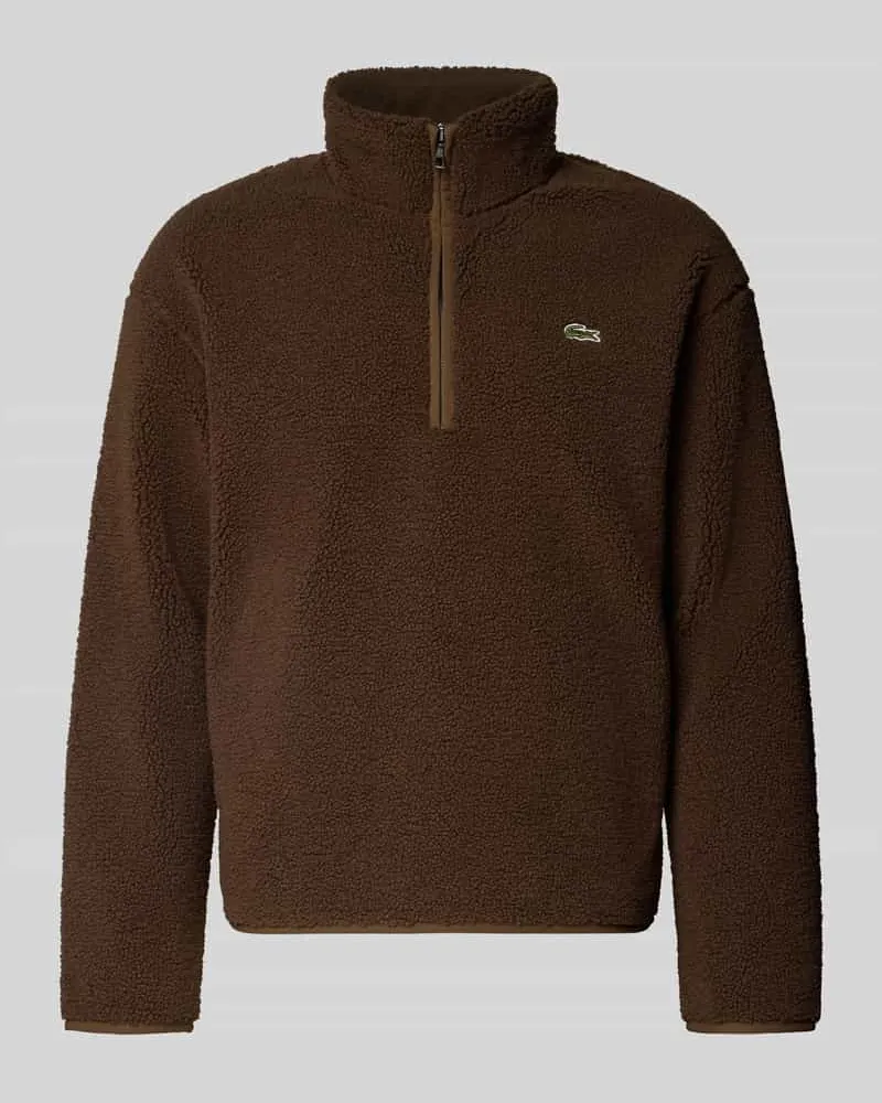 Lacoste Regular Fit Sweatshirt mit Troyer-Kragen Mittelbraun