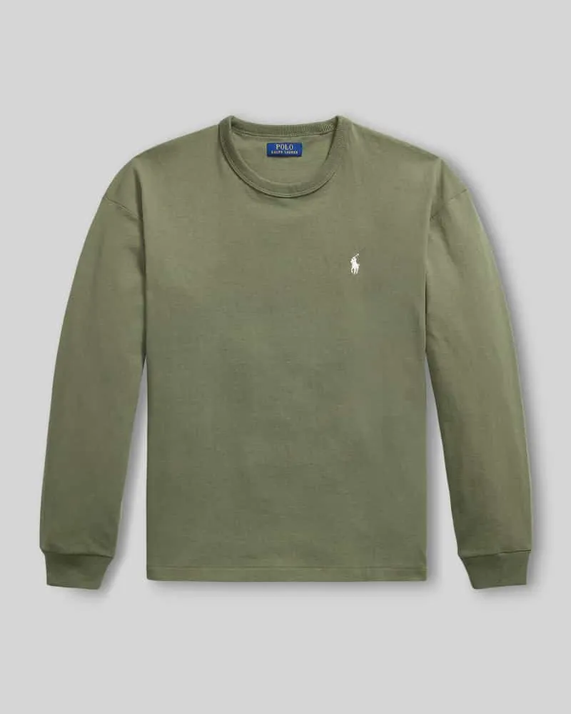 Ralph Lauren Relaxed Fit Langarmshirt aus reiner Baumwolle Oliv