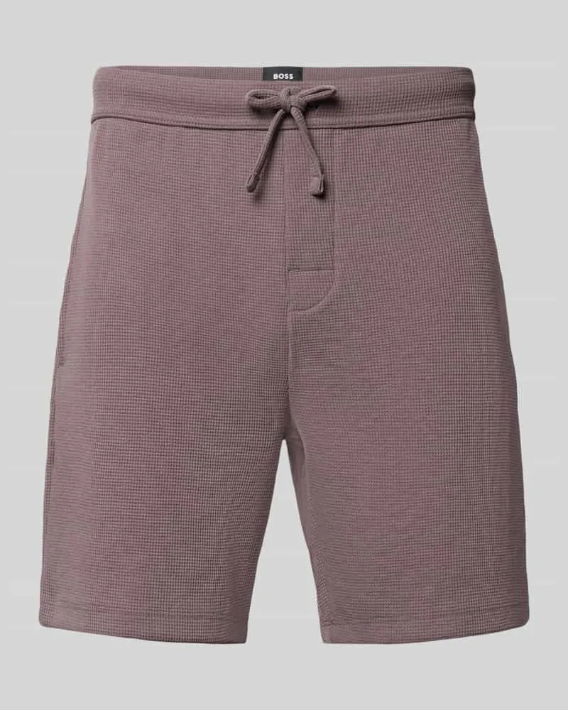 HUGO BOSS Regular Fit Sweatshorts aus Baumwoll-Mix Modell 'WAFFLE SHORTS Taupe