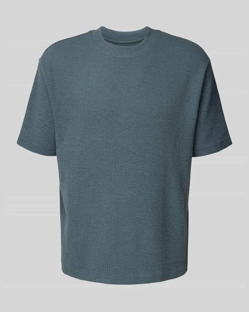 McNeal T-Shirt mit geripptem Rundhalsausschnitt Petrol
