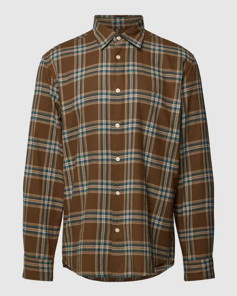Marc O'Polo Regular Fit Freizeithemd mit Tartan-Karo und Label-Stitching 