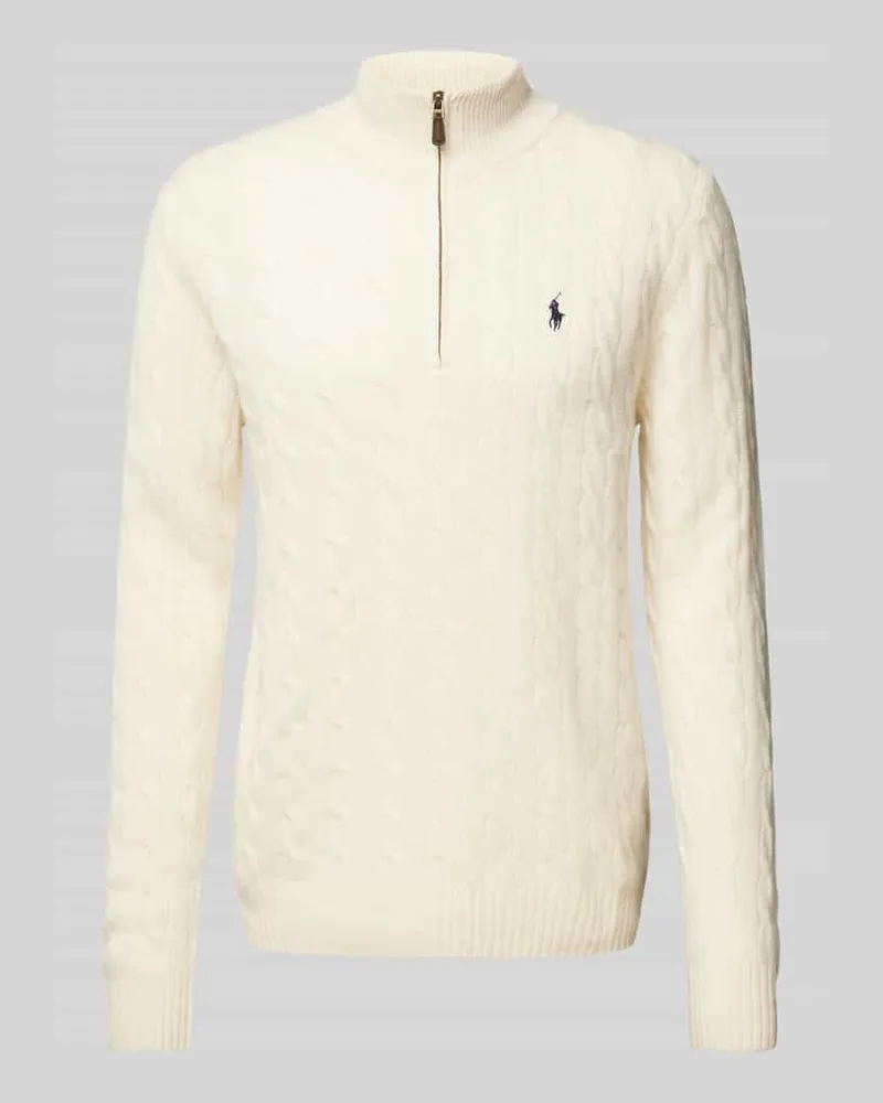 Ralph Lauren Kaschmirpullover mit Zopfmuster Offwhite