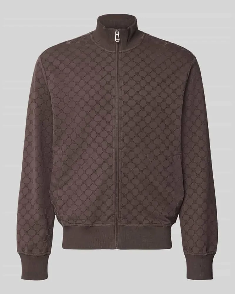 JOOP! Loose Fit Sweatjacke aus Baumwoll-Mix Modell 'Kend Schoko