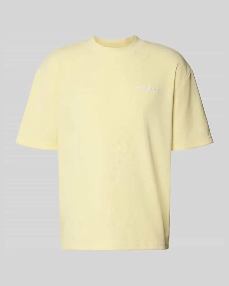PEGADOR Oversized T-Shirt mit Logo-Stitching Modell 'Lagos Hellgelb