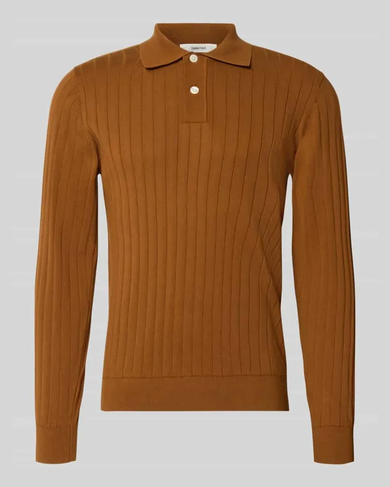 Selected Regular Fit Poloshirt aus reiner Baumwolle Modell 'TORINO Camel