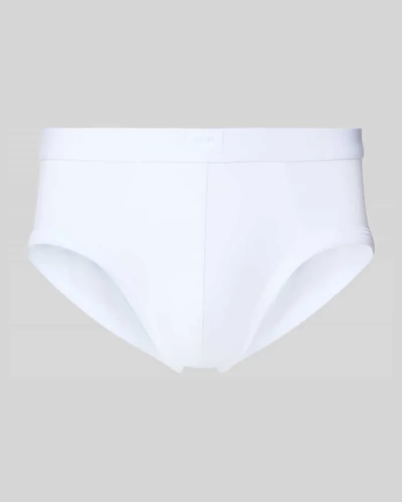 Mey Slip mit elastischem Bund und Label-Patch Weiss