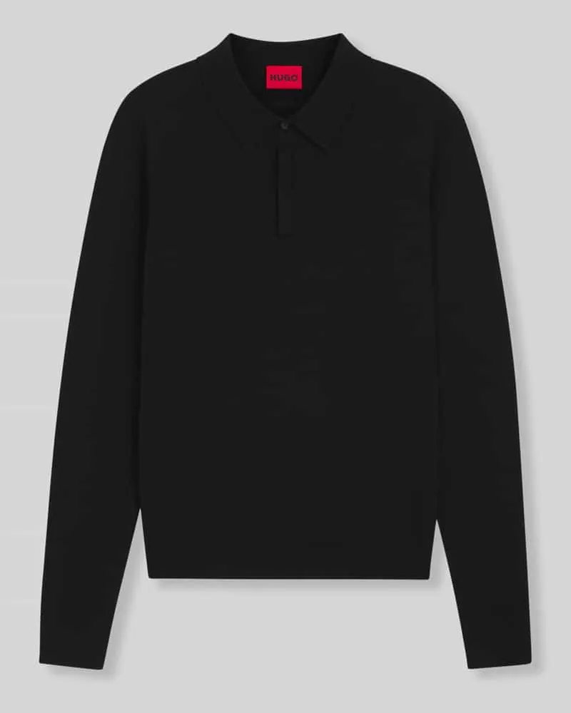 HUGO BOSS Regular Fit Poloshirt mit Feinstrickstruktur aus Viskosemix Black