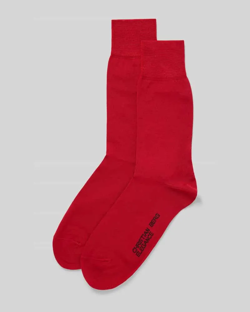 Christian Berg Socken mit Label-Print im 2er-Pack Rot