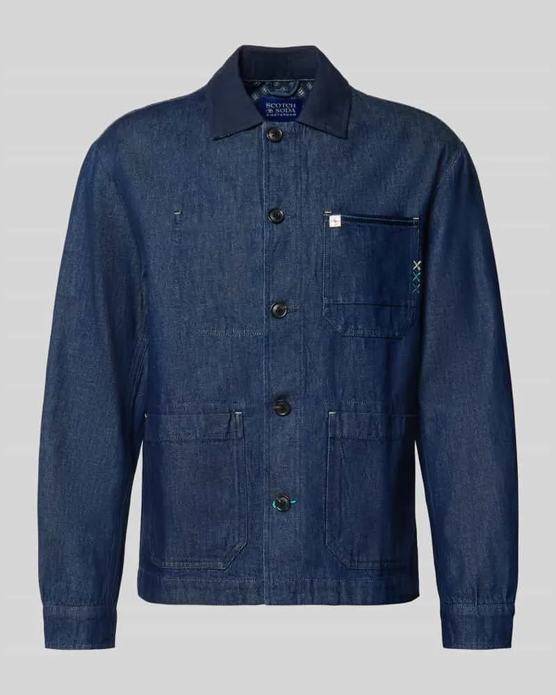 Scotch&Soda Regular Fit Hemdjacke in Denim-Optik Jeansblau