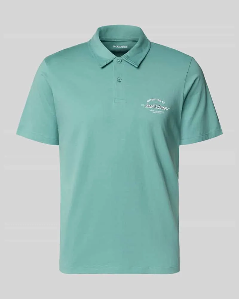 Jack & Jones Poloshirt mit Label-Print Modell 'BRANDON Petrol